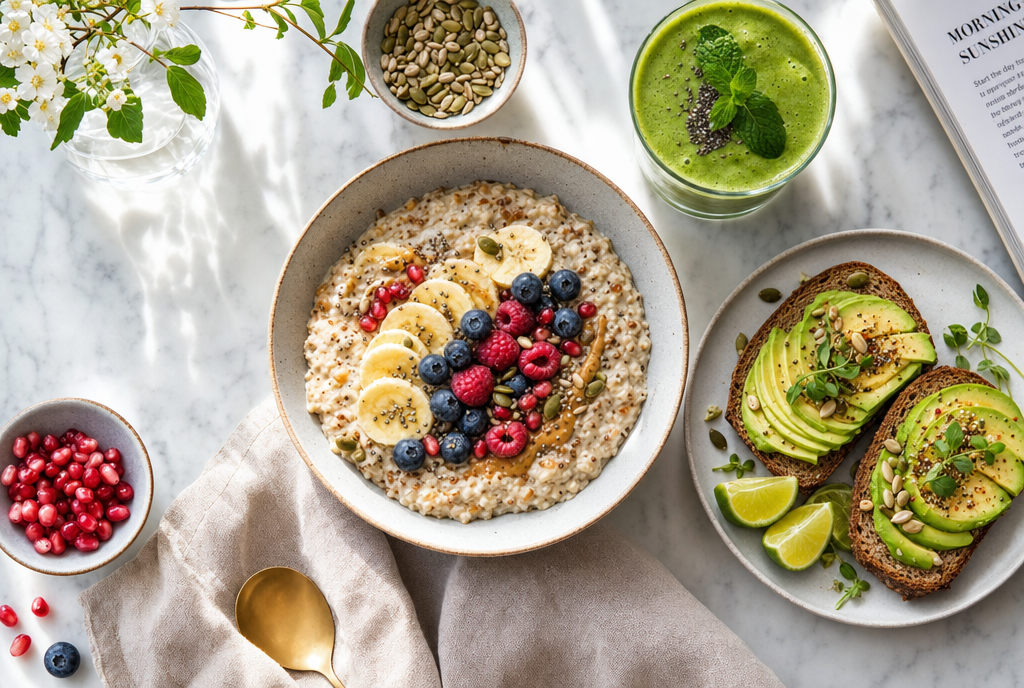 Healthy breakfast spread